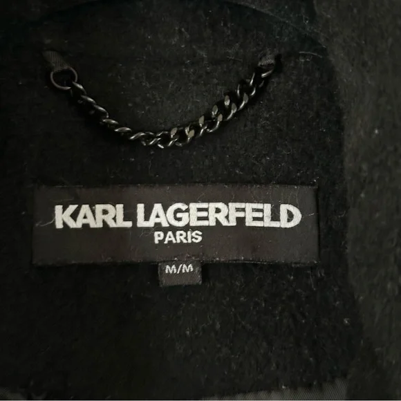 Stunning Karl Lagerfeld Black Double Breasted Wool Cashmere Pea Coat Jacket - Picture 10 of 11